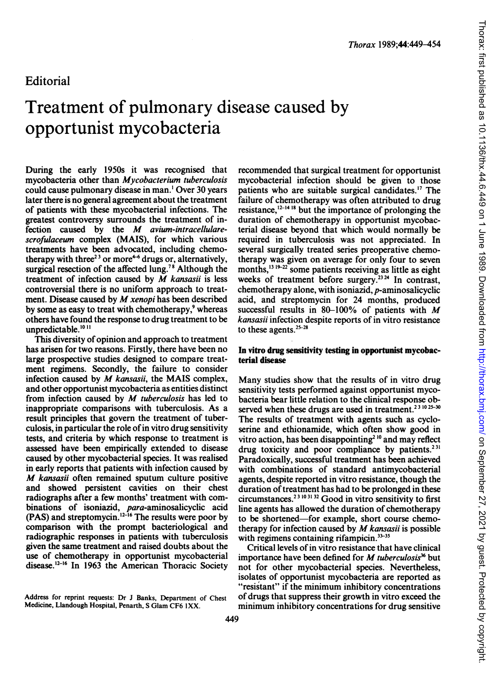 Opportunist Mycobacteria