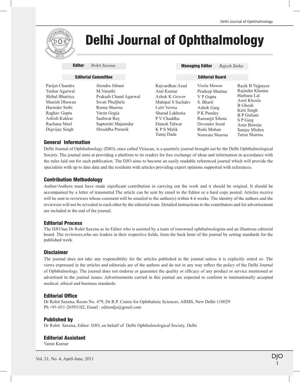 Delhi Journal of Ophthalmology Delhi Journal of Ophthalmology
