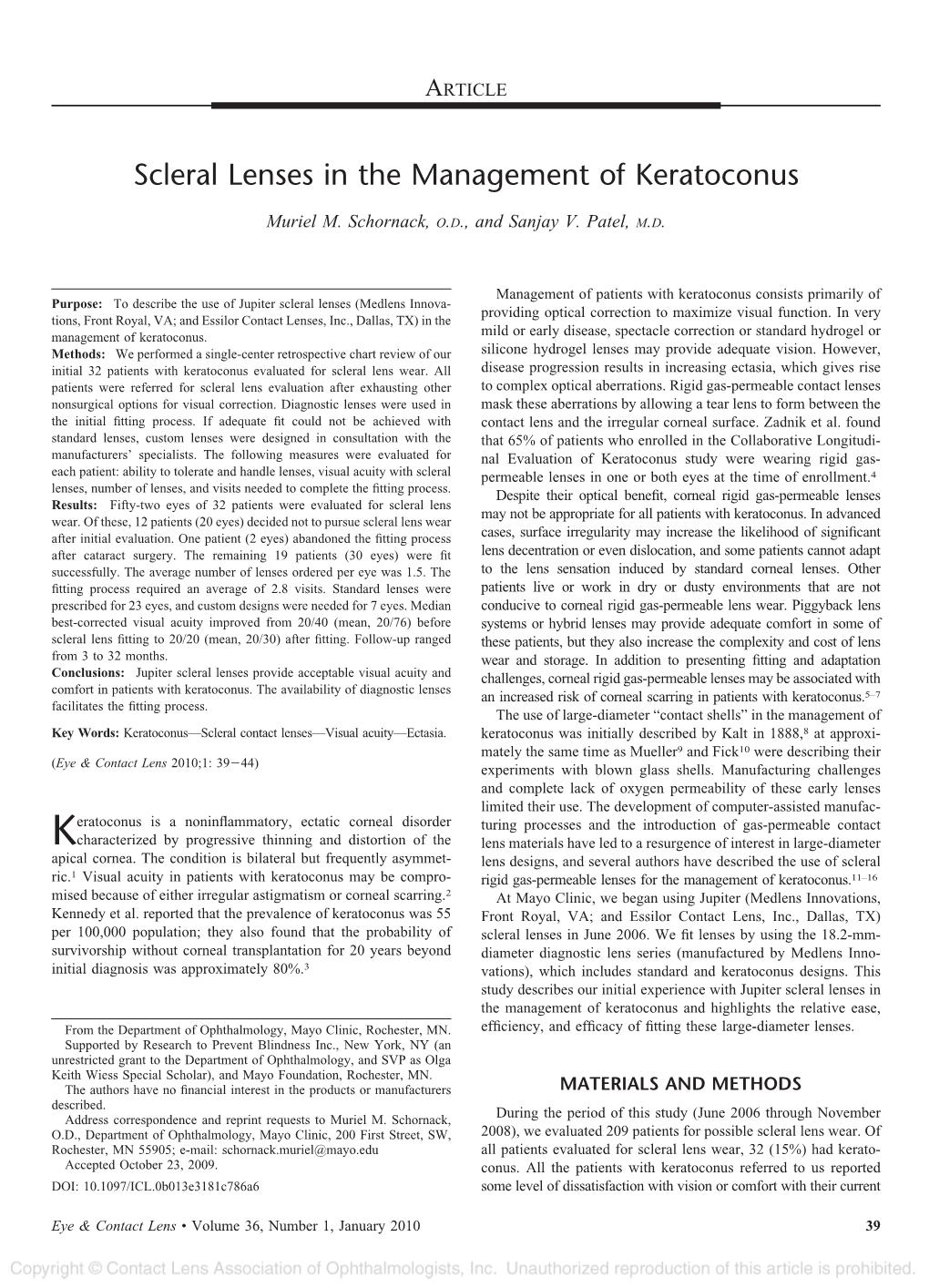 Scleral Lenses in the Management of Keratoconus