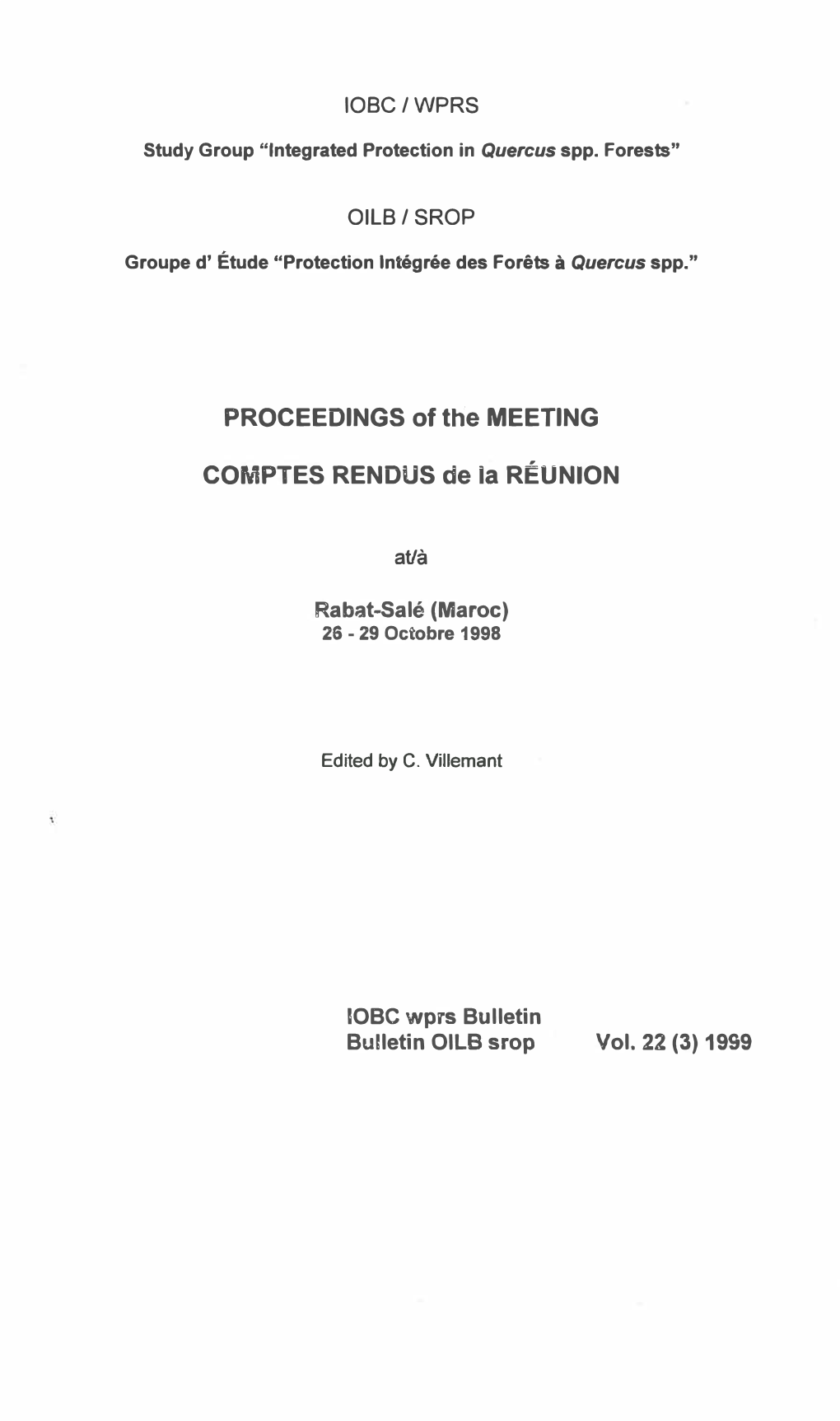 PROCEEDINGS of Tne MEETING COMPTES RENDUS De Ia REUNION