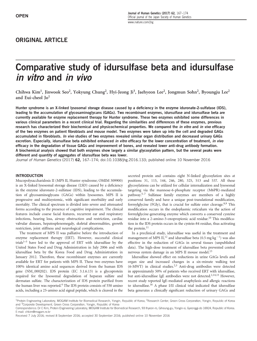 Comparative Study of Idursulfase Beta and Idursulfase in Vitro and in Vivo