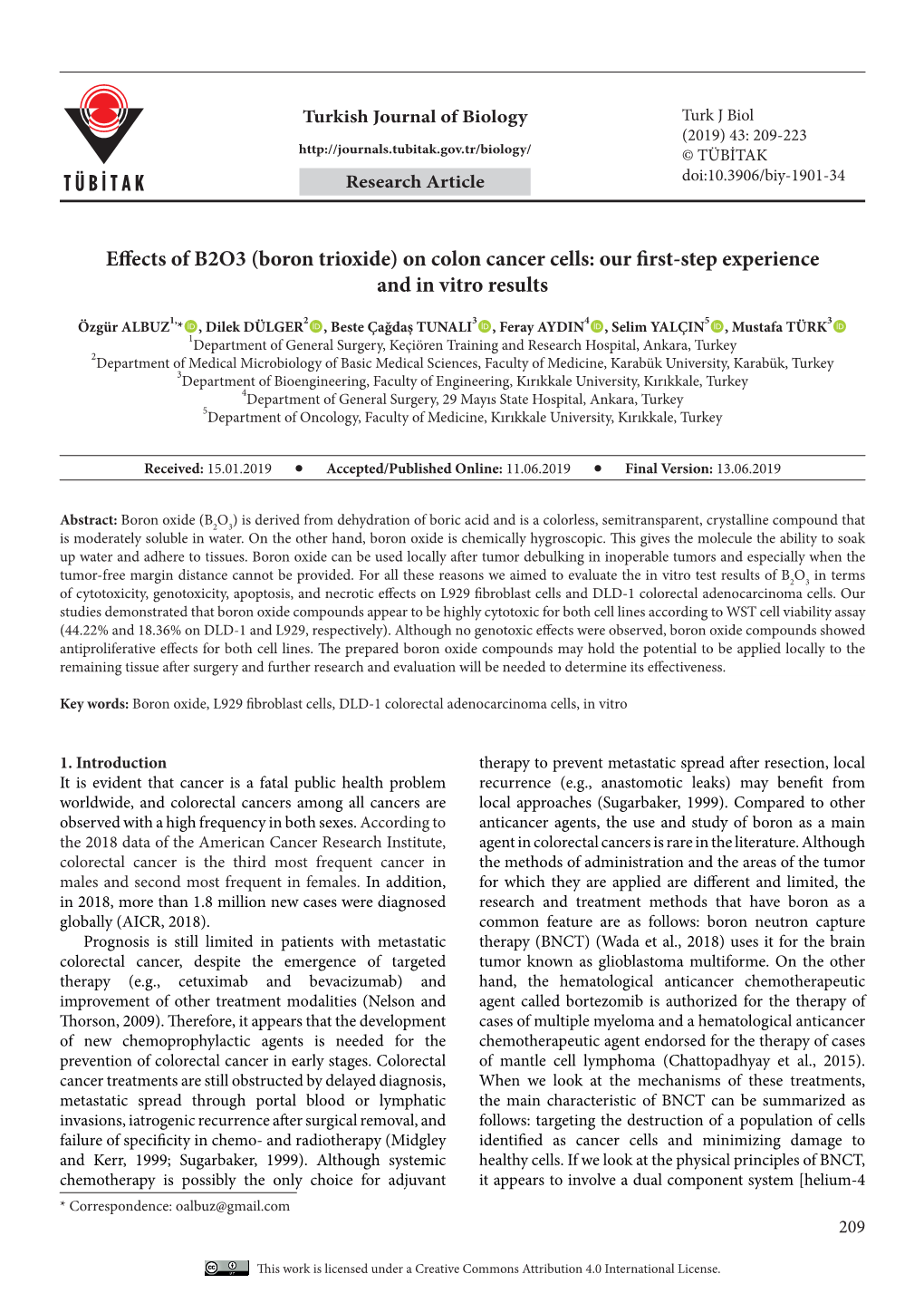 Effects of B2O3 (Boron Trioxide) on Colon Cancer Cells: Our First-Step Experience and in Vitro Results