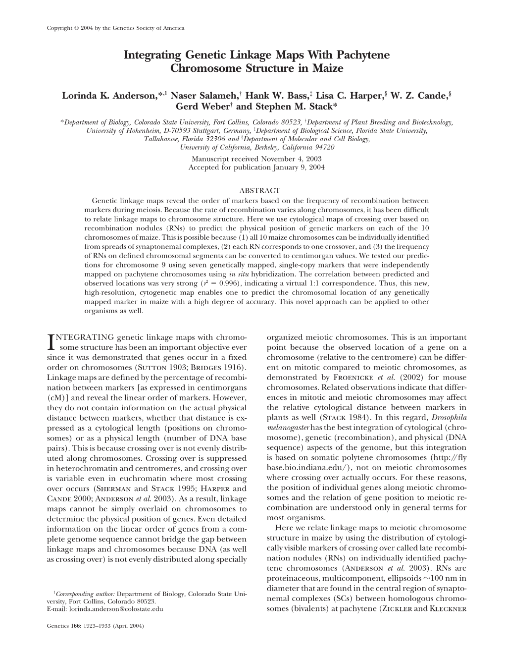 Integrating Genetic Linkage Maps with Pachytene Chromosome Structure in Maize