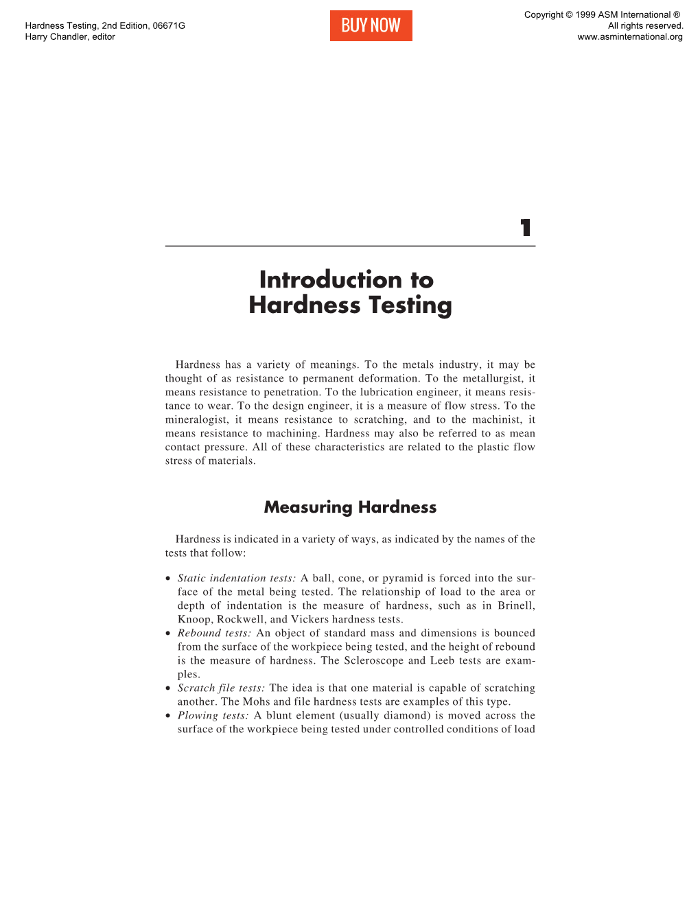 1 Introduction to Hardness Testing