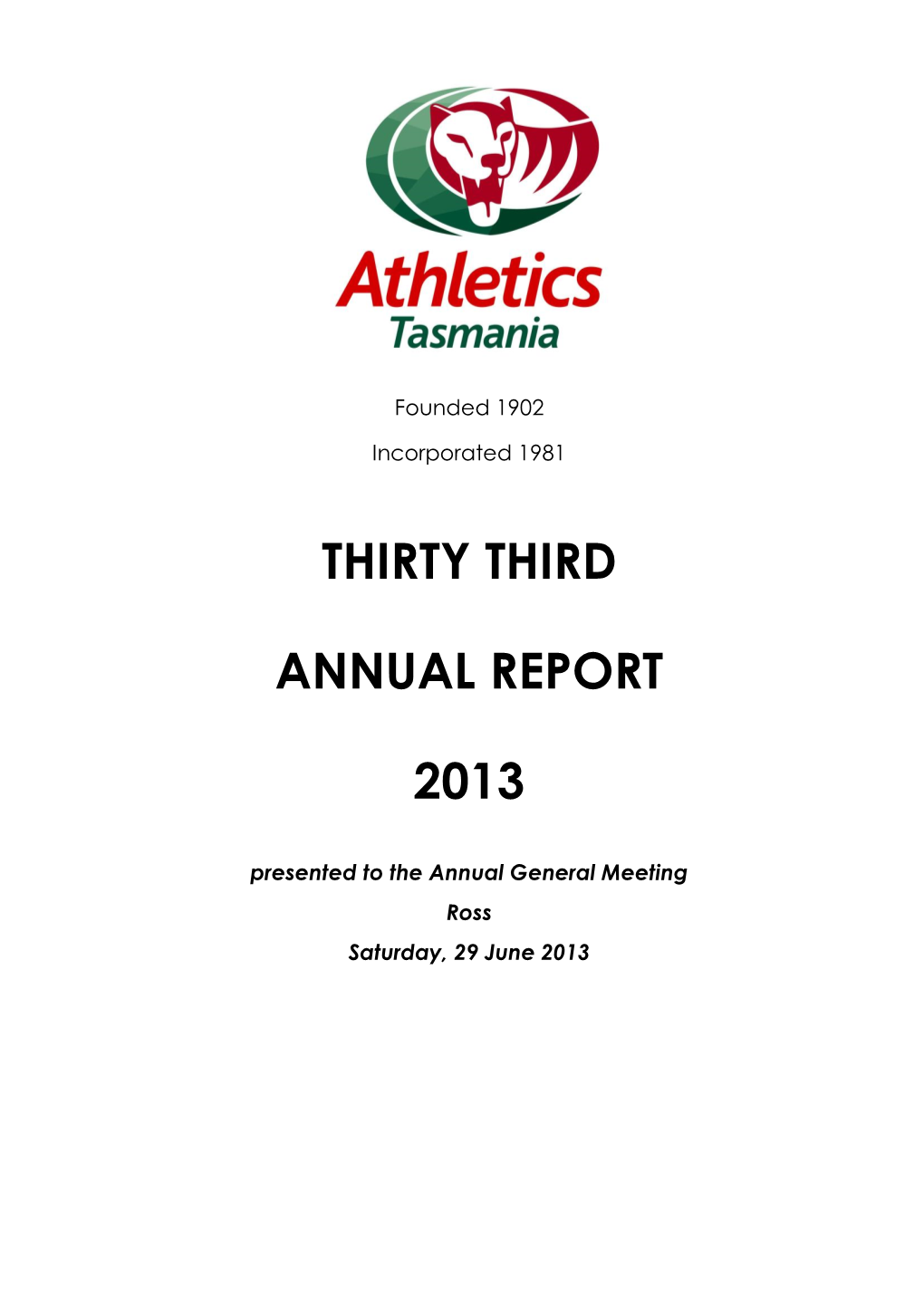 Thirty Third Annual Report 2013