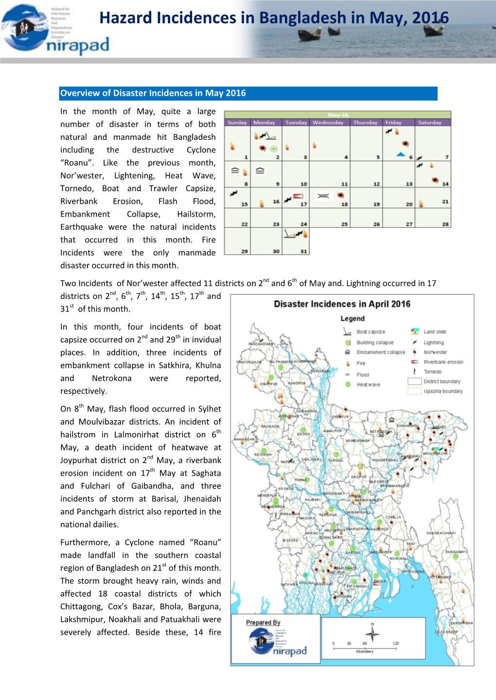 Hazard Incidences in Bangladesh in May, 2016