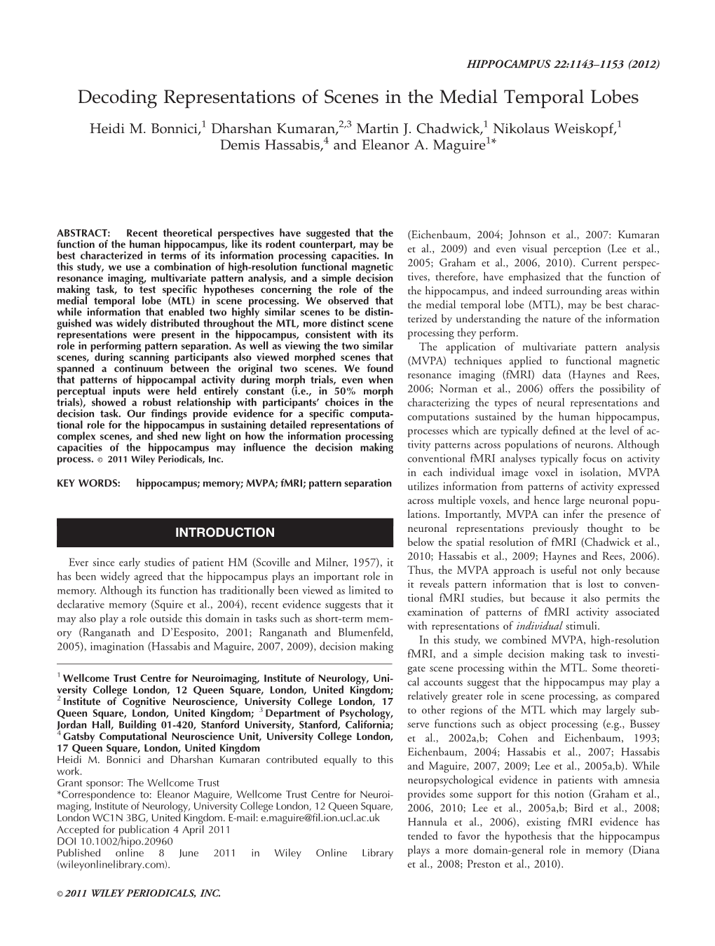 Decoding Representations of Scenes in the Medial Temporal Lobes