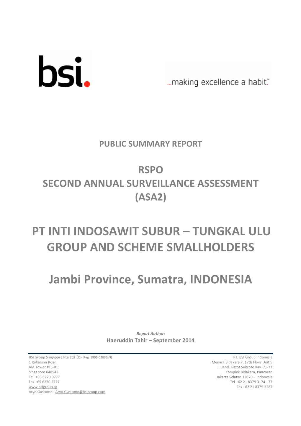 Pt Inti Indosawit Subur – Tungkal Ulu Group and Scheme Smallholders
