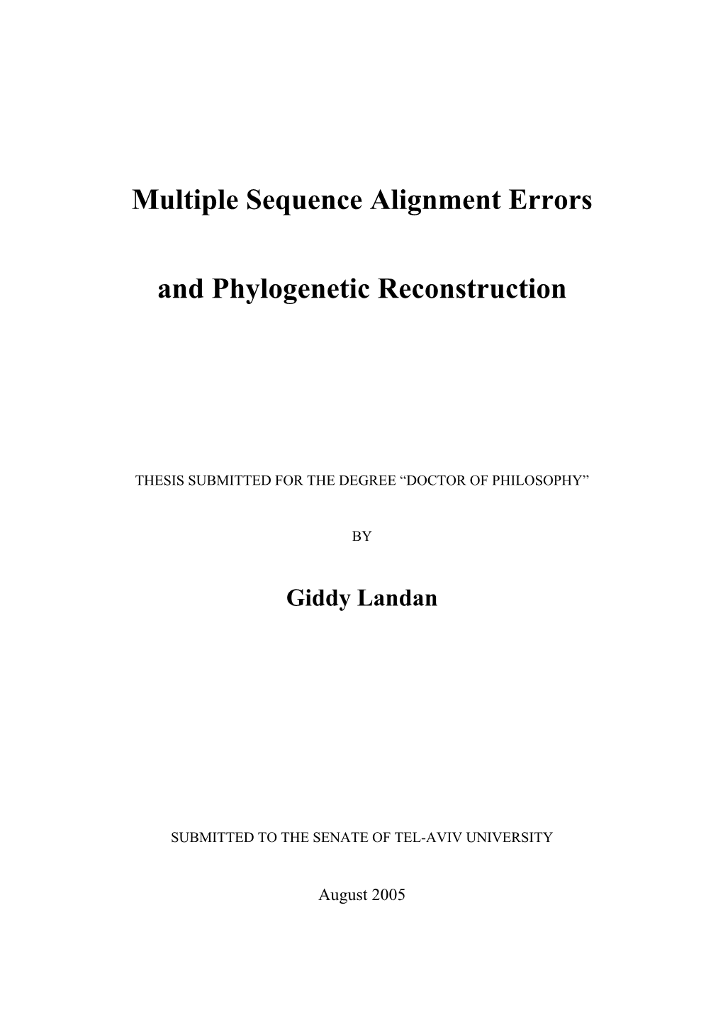 Errors in Multiple Sequence Alignment and Phylogenetic Reconstruction