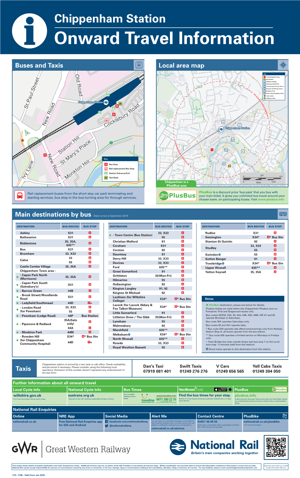 Chippenham Station I Onward Travel Information Buses and Taxis Local Area Map