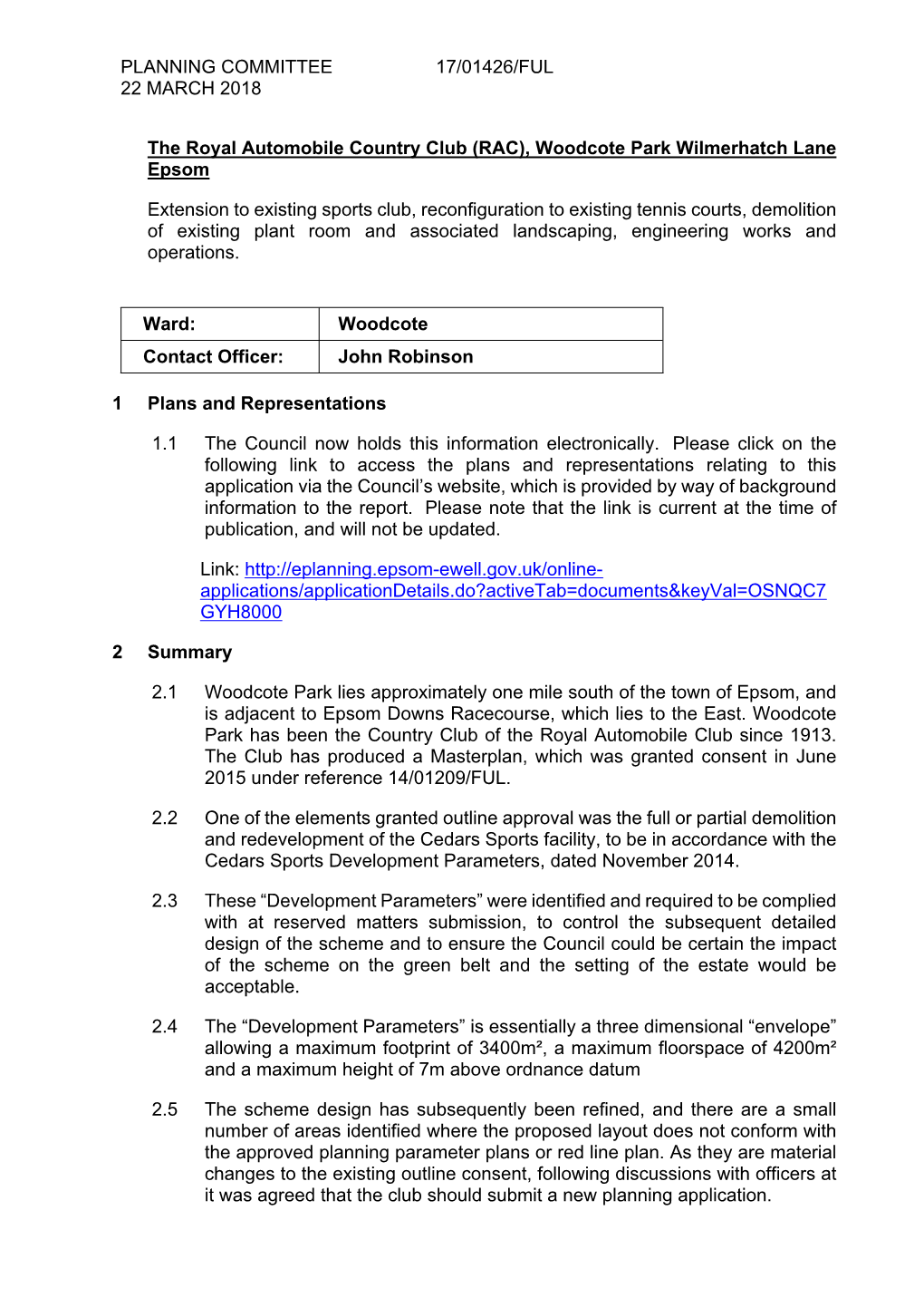 Planning Application 17/01426/FUL