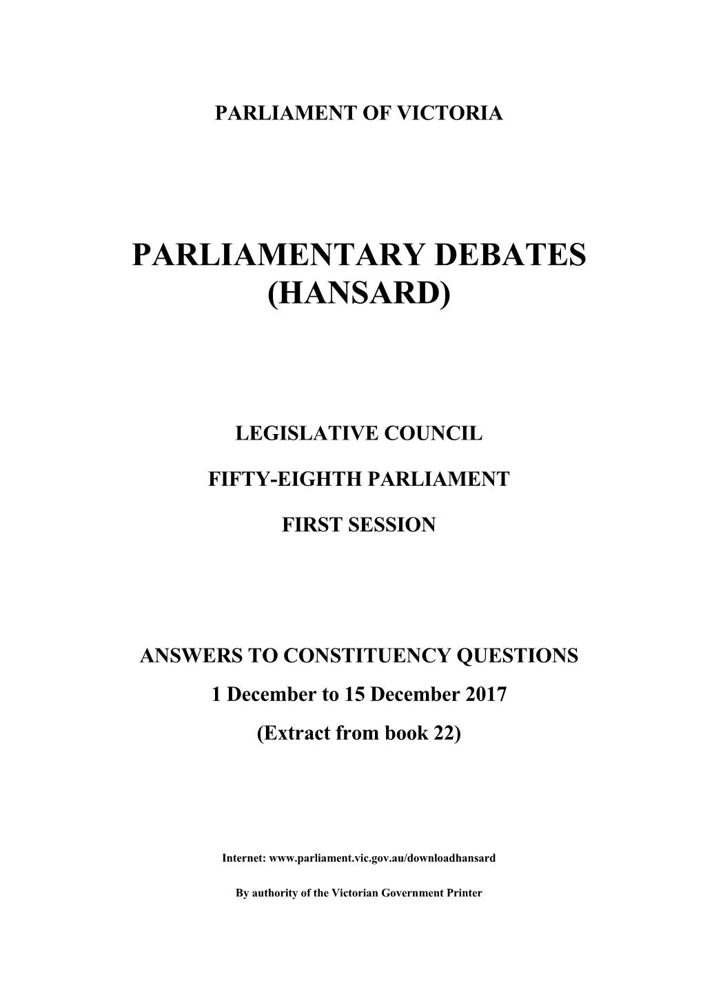 Parliamentary Debates (Hansard)