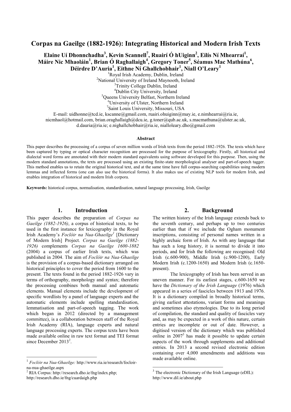 Corpas Na Gaeilge (1882-1926): Integrating Historical and Modern