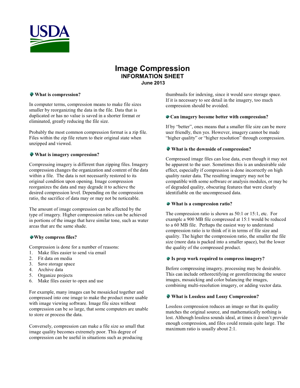 Image Compression INFORMATION SHEET June 2013