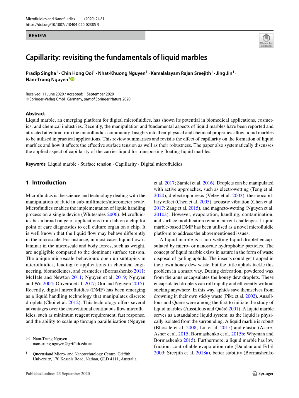 Capillarity: Revisiting the Fundamentals of Liquid Marbles