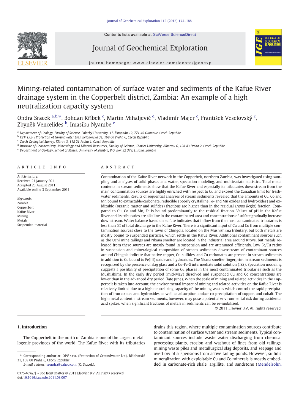 Mining-Related Contamination of Surface Water and Sediments of The