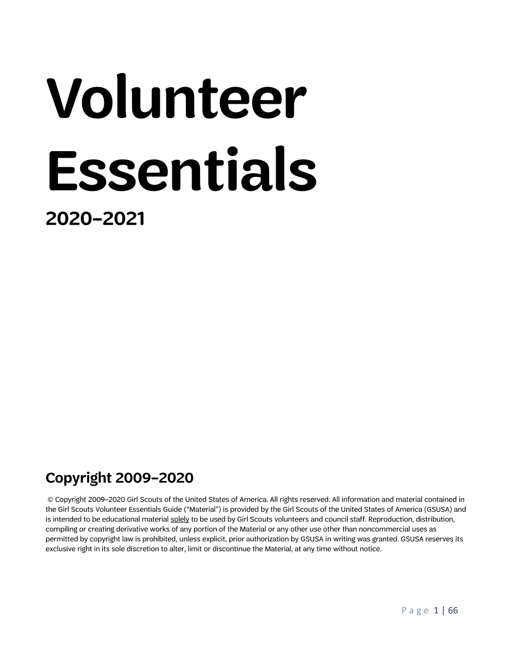 Volunteer Essentials 2020–2021