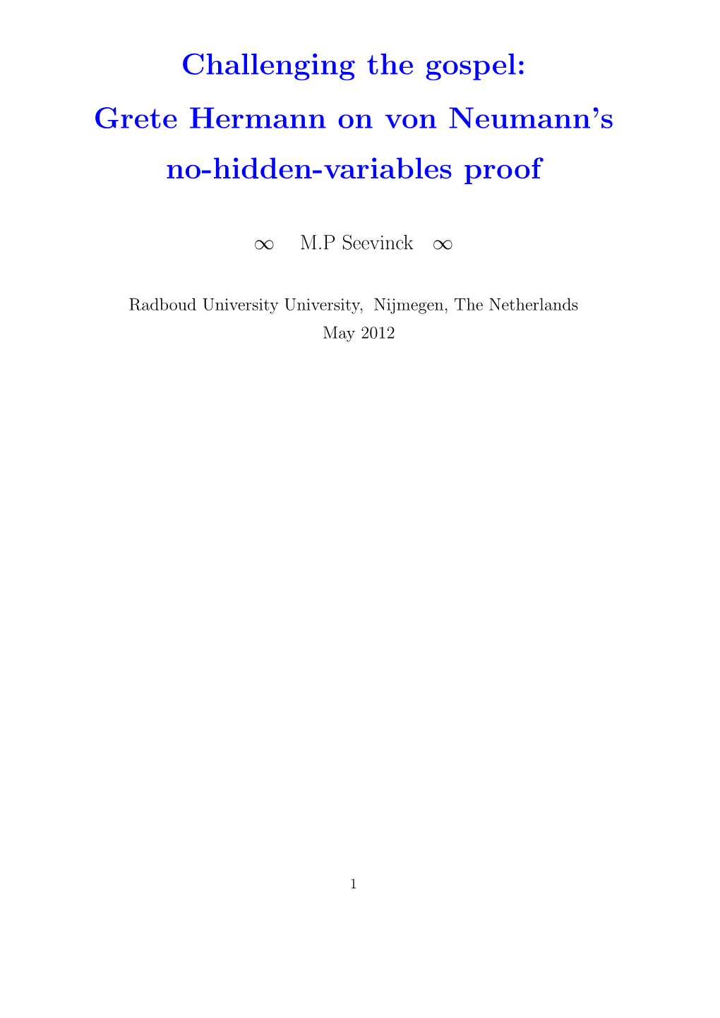 Grete Hermann on Von Neumann's No-Hidden-Variables Proof