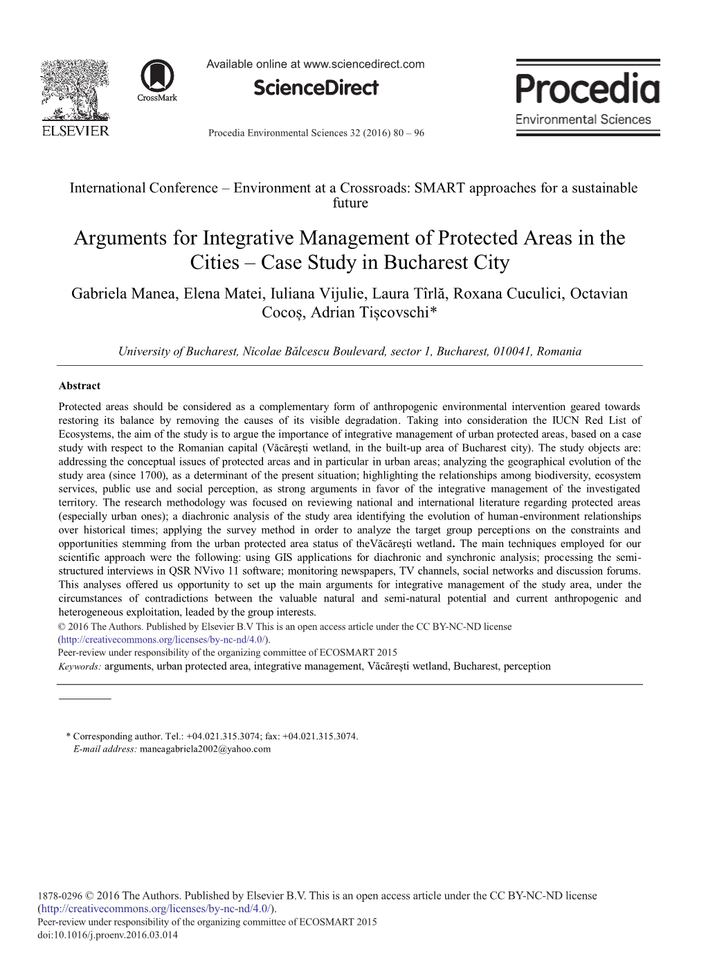 Arguments for Integrative Management of Protected Areas In