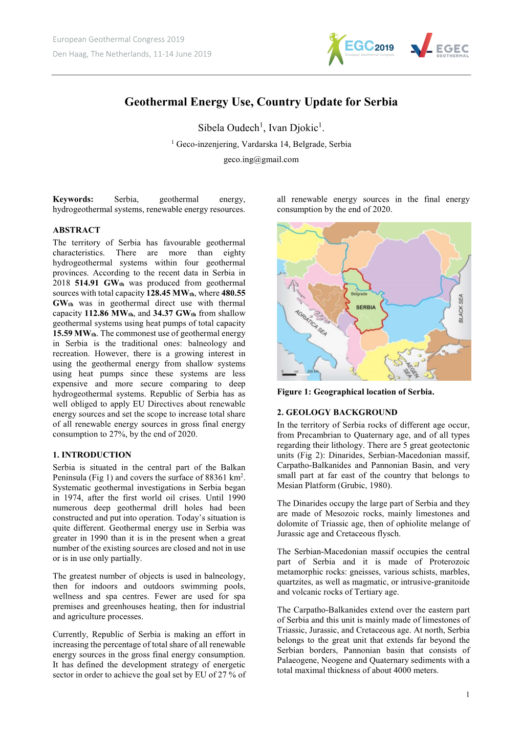 Geothermal Energy Use, Country Update for Serbia