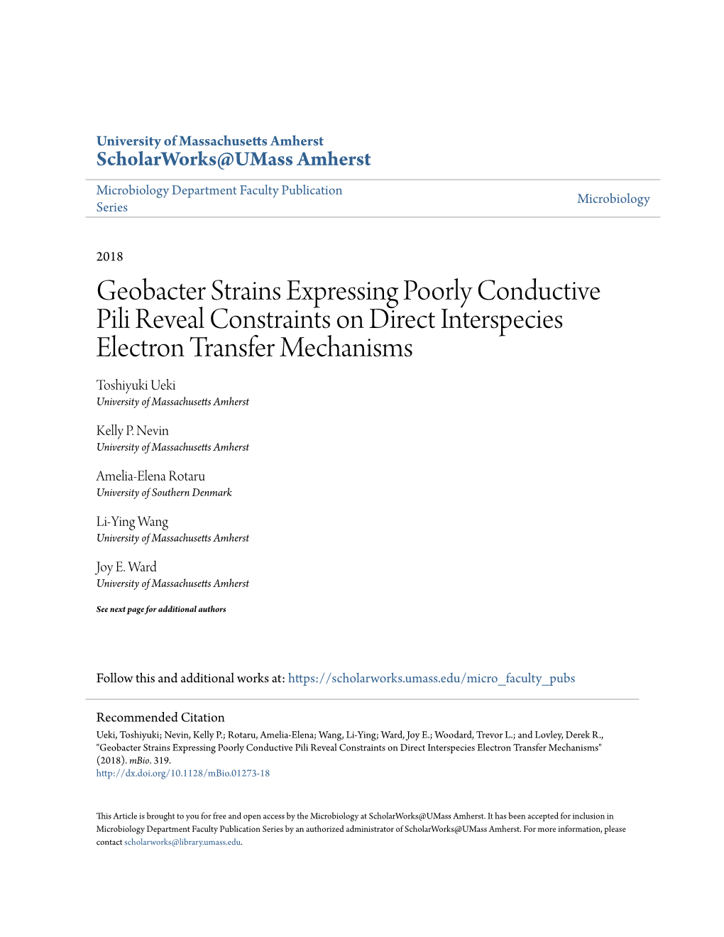 Geobacter Strains Expressing Poorly Conductive Pili Reveal