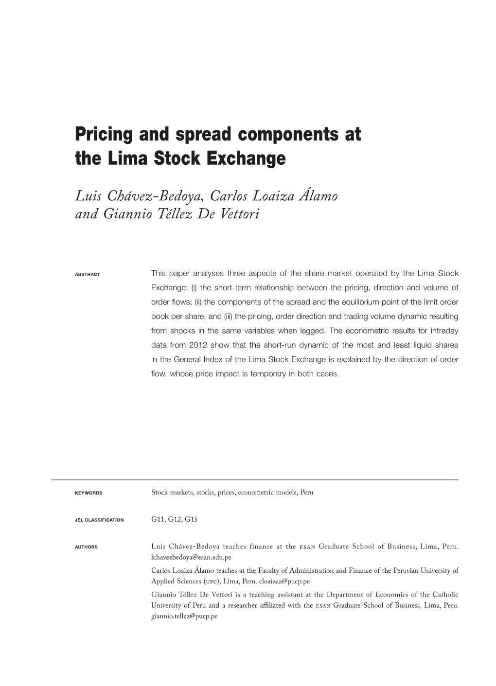 Pricing and Spread Components at the Lima Stock Exchange