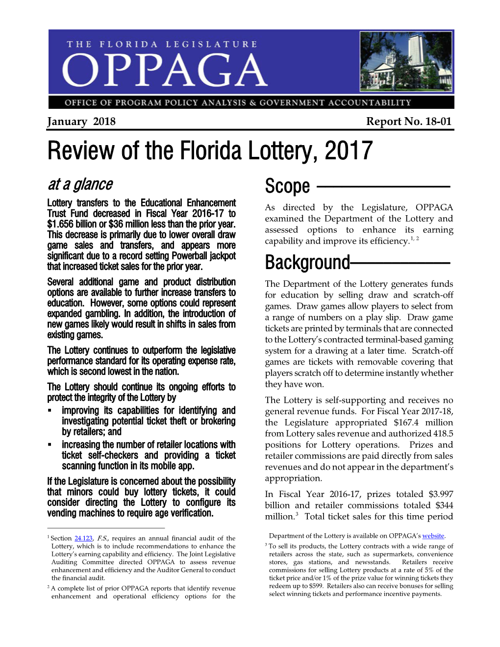 Review of the Florida Lottery, 2017