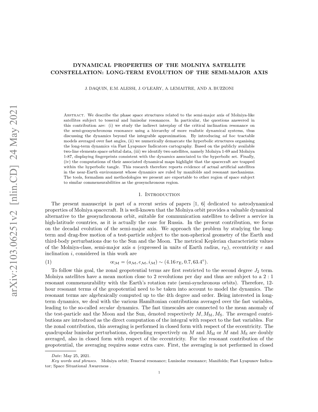 Arxiv:2103.06251V2 [Nlin.CD] 24 May 2021 Resonant Terms Are Algebraically Computed up to the 4Th Degree and Order