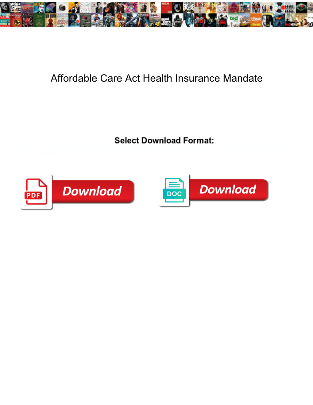 Affordable Care Act Health Insurance Mandate