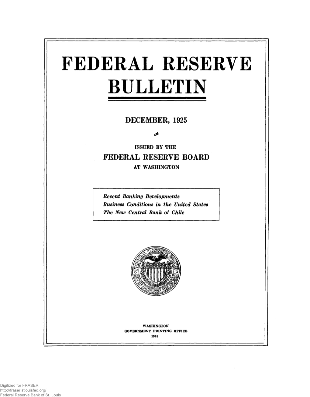 Federal Reserve Bulletin December 1925