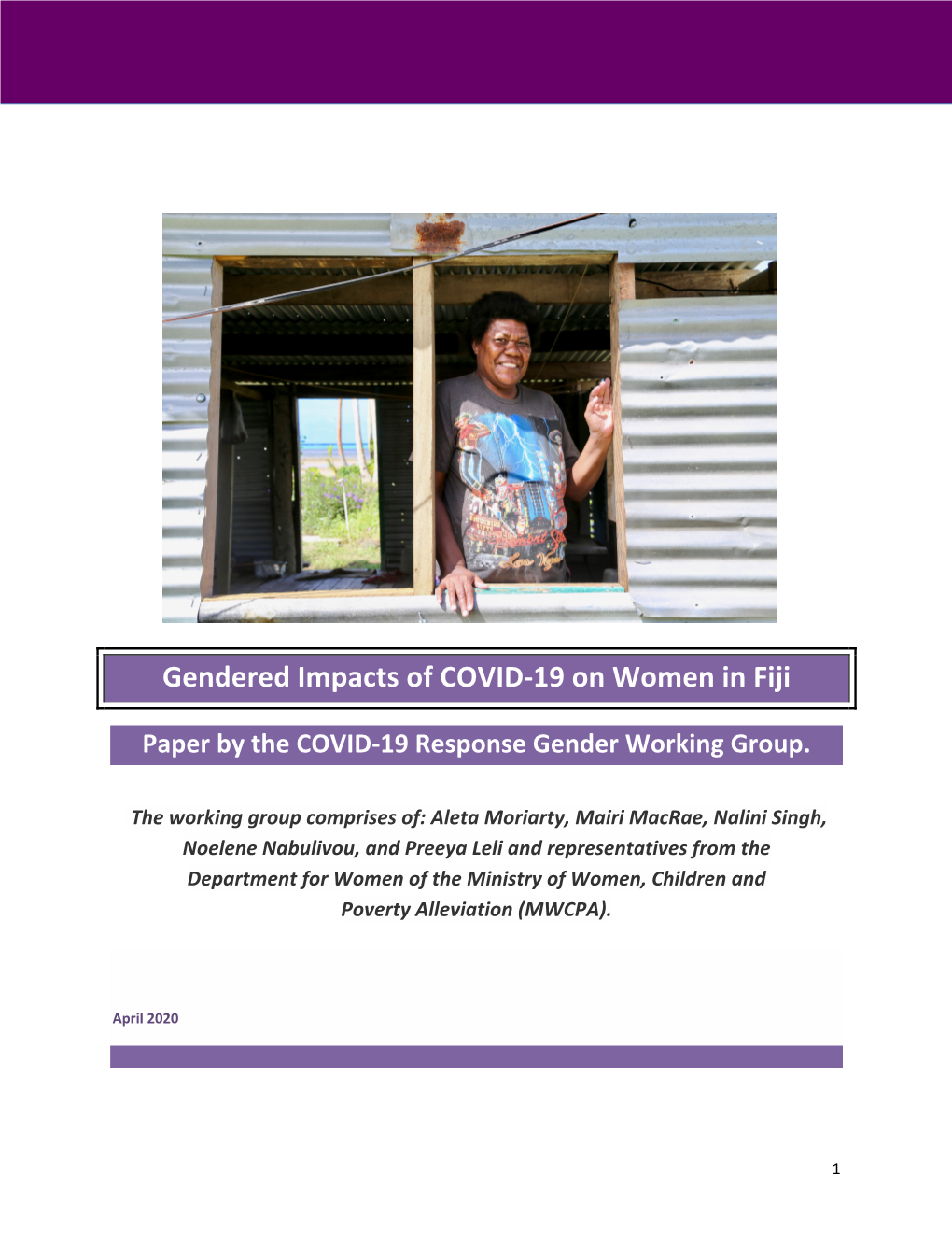 Gendered Impacts of COVID-19 on Women in Fiji