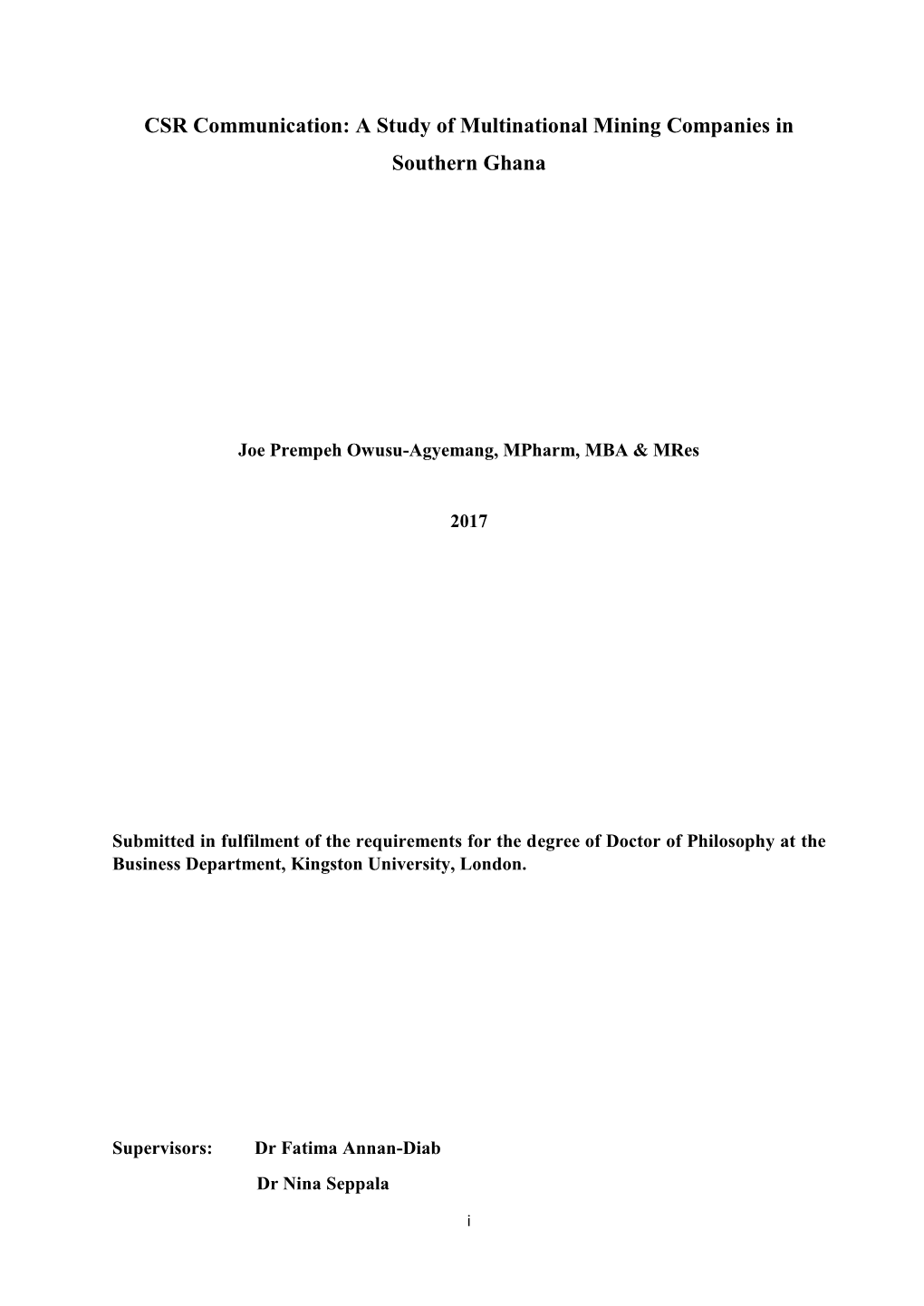 CSR Communication: a Study of Multinational Mining Companies in Southern Ghana