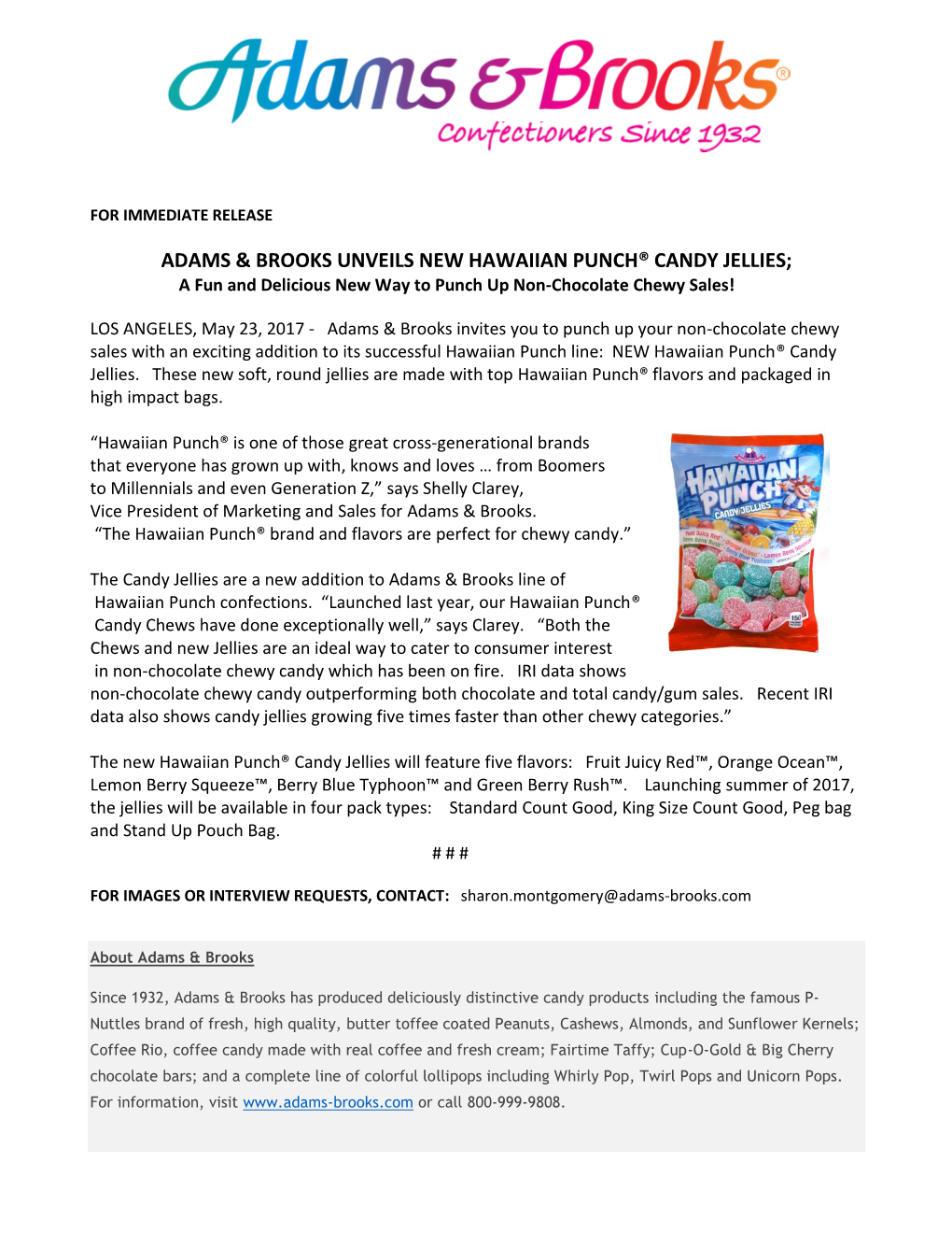 Adams & Brooks Unveils New Hawaiian Punch® Candy