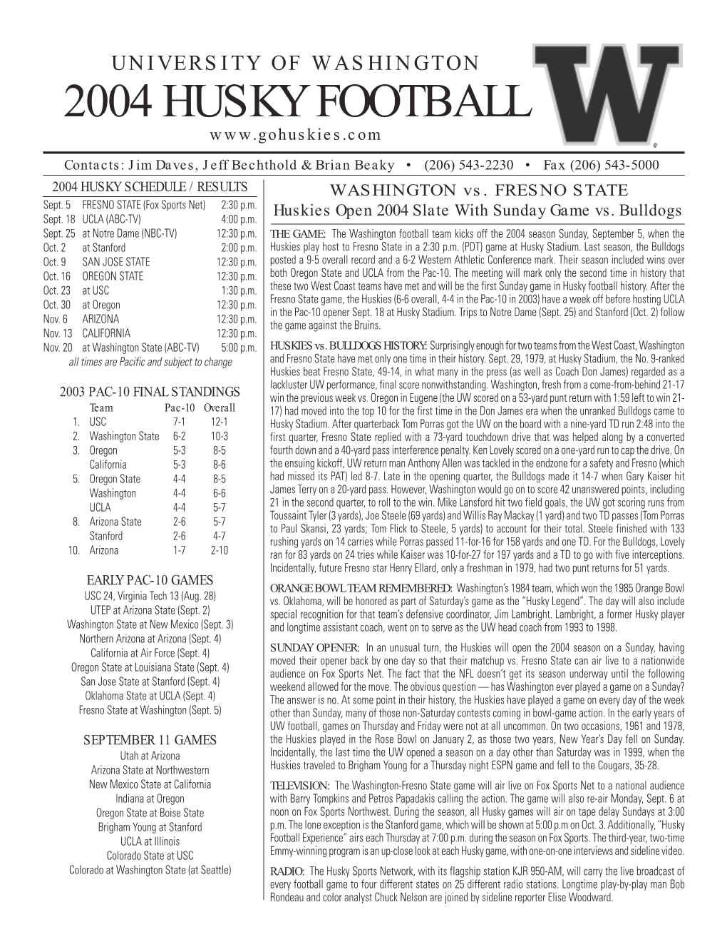 2004 Husky Football