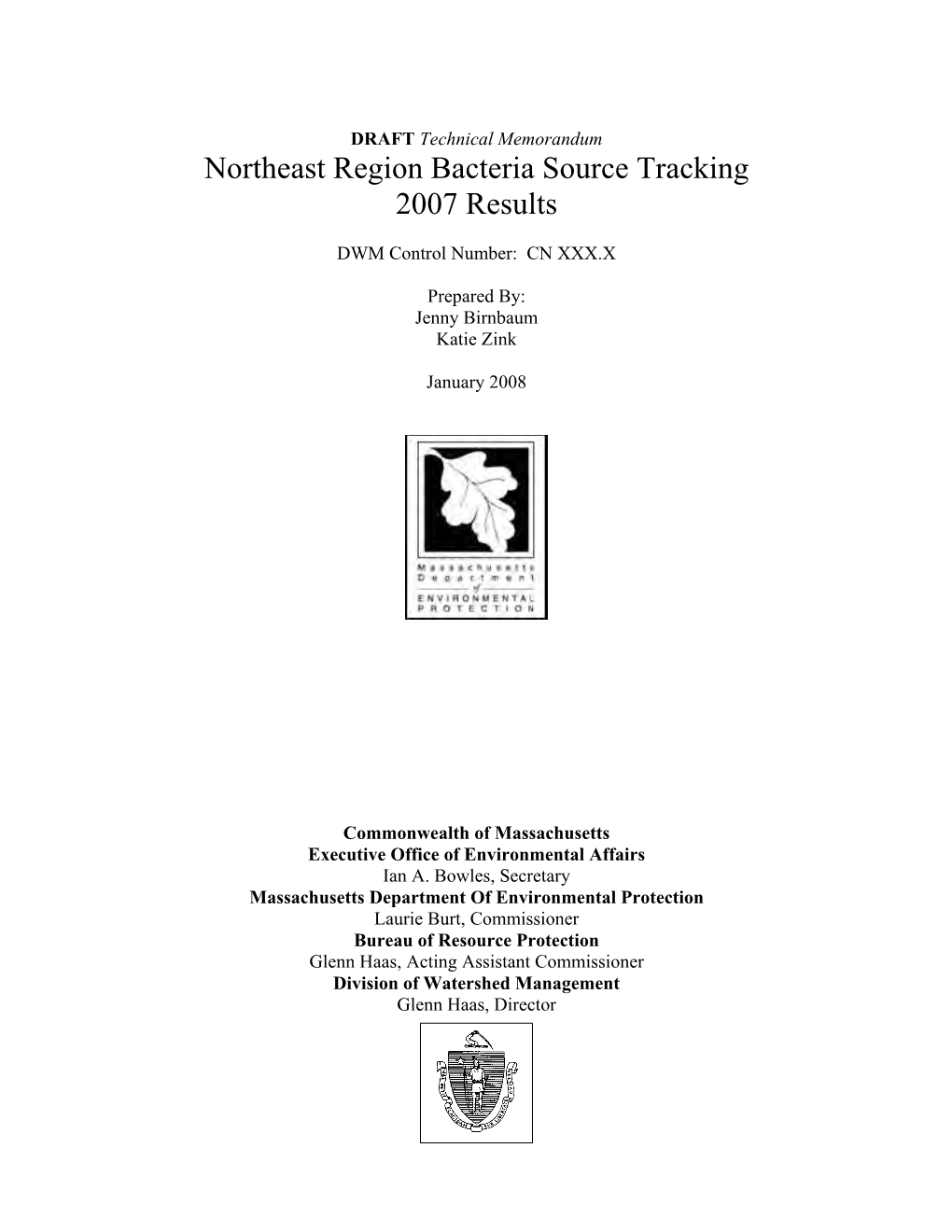 Northeast Region Bacteria Source Tracking 2007 Results