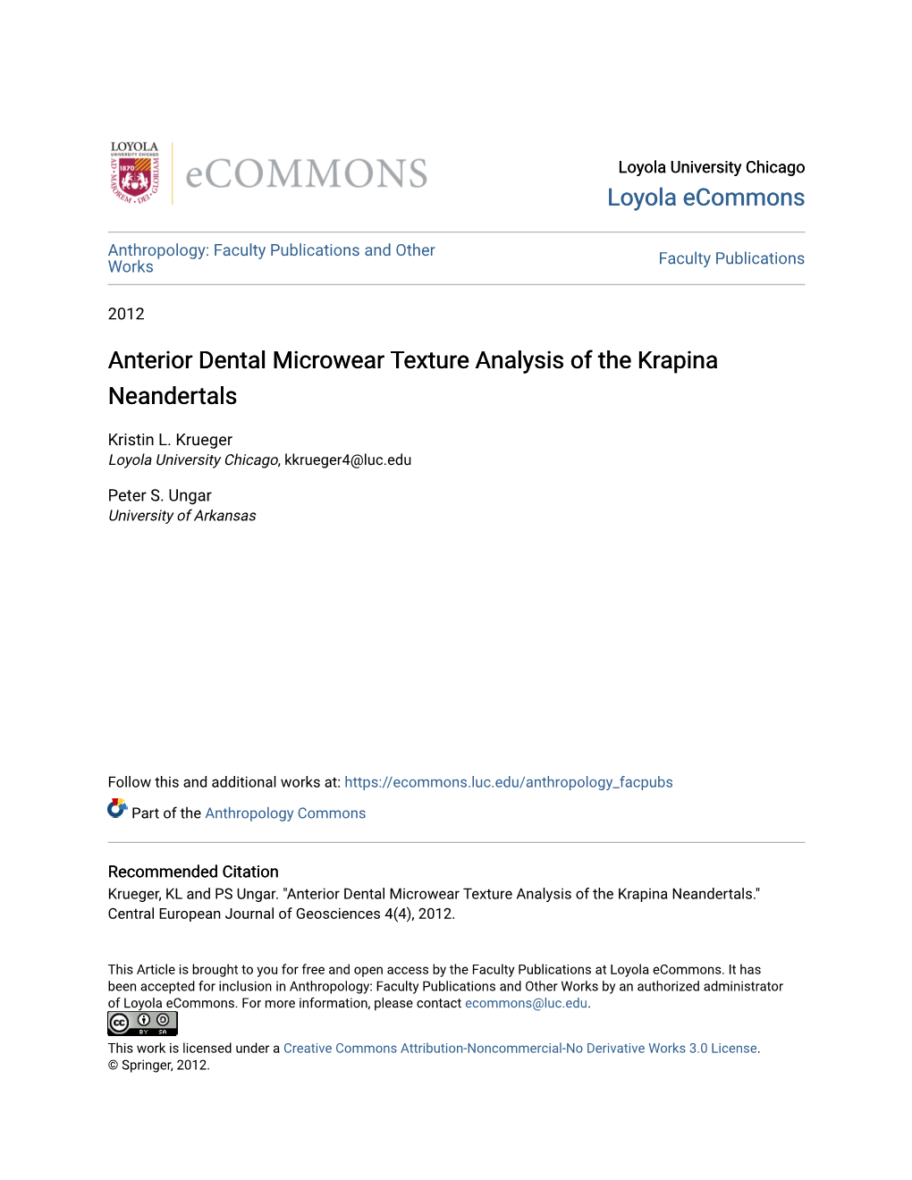 Anterior Dental Microwear Texture Analysis of the Krapina Neandertals