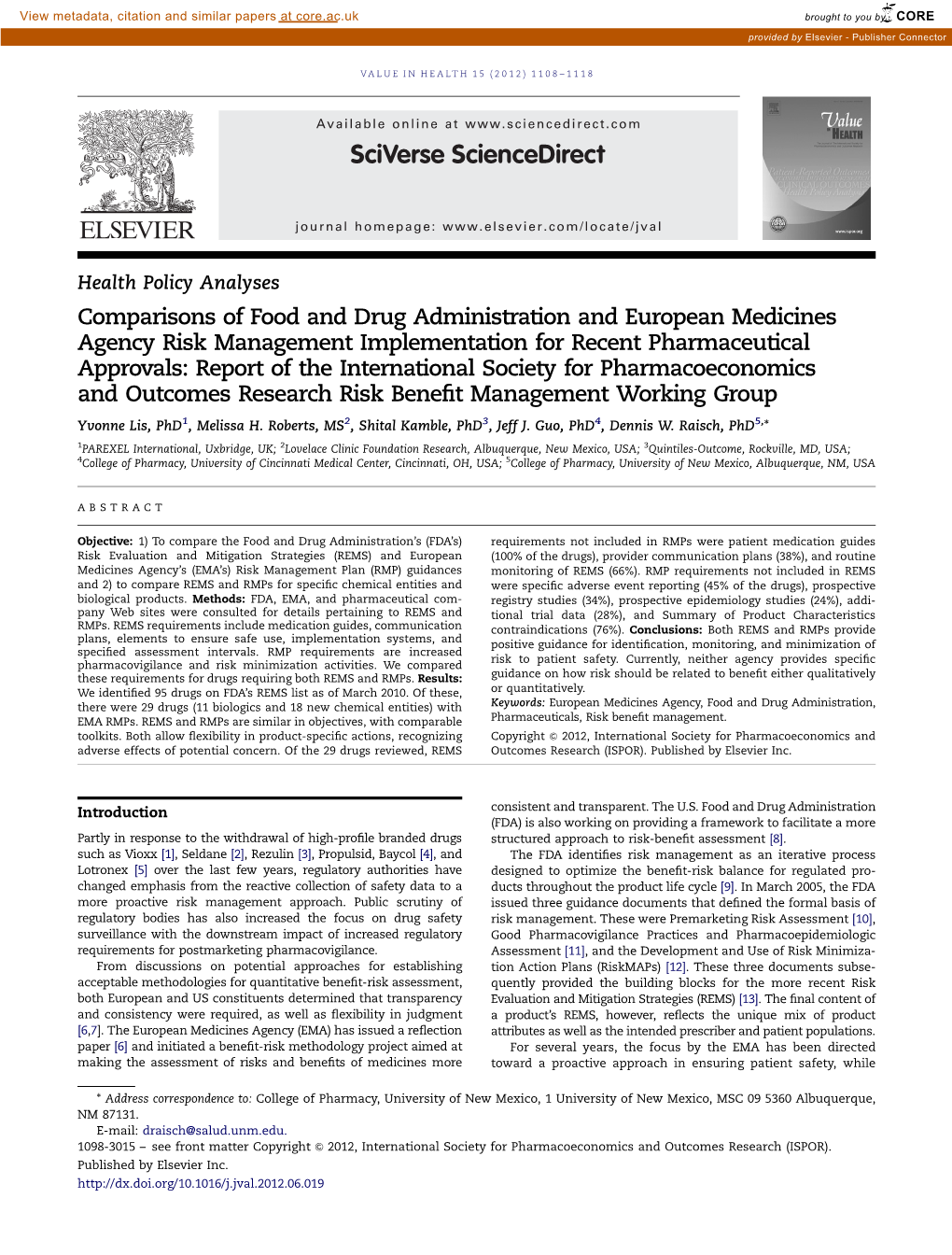 Comparisons of Food and Drug Administration and European