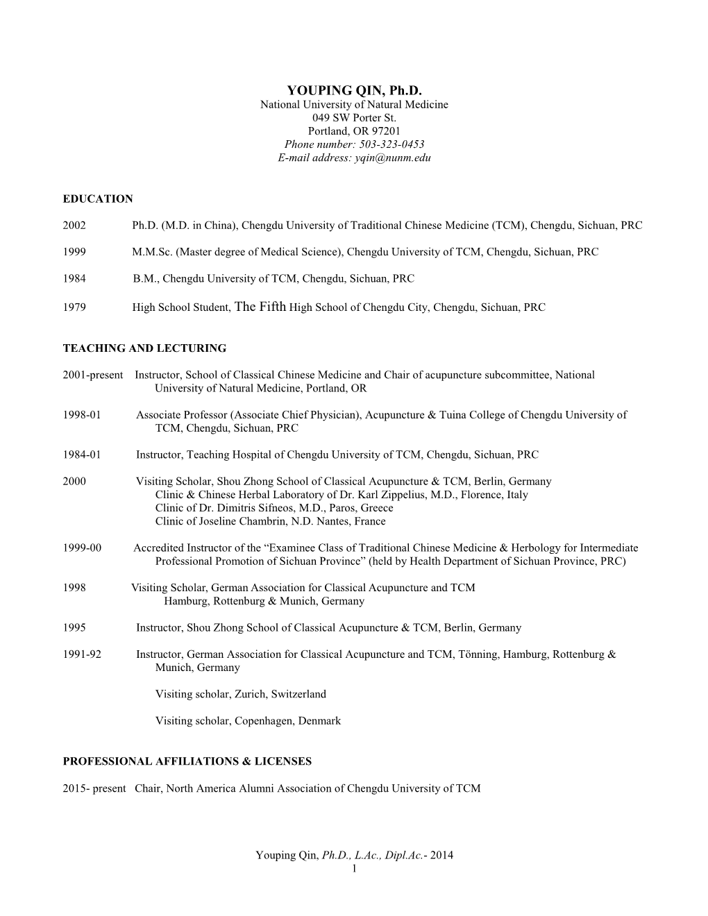 Download Dr. Qin's CV