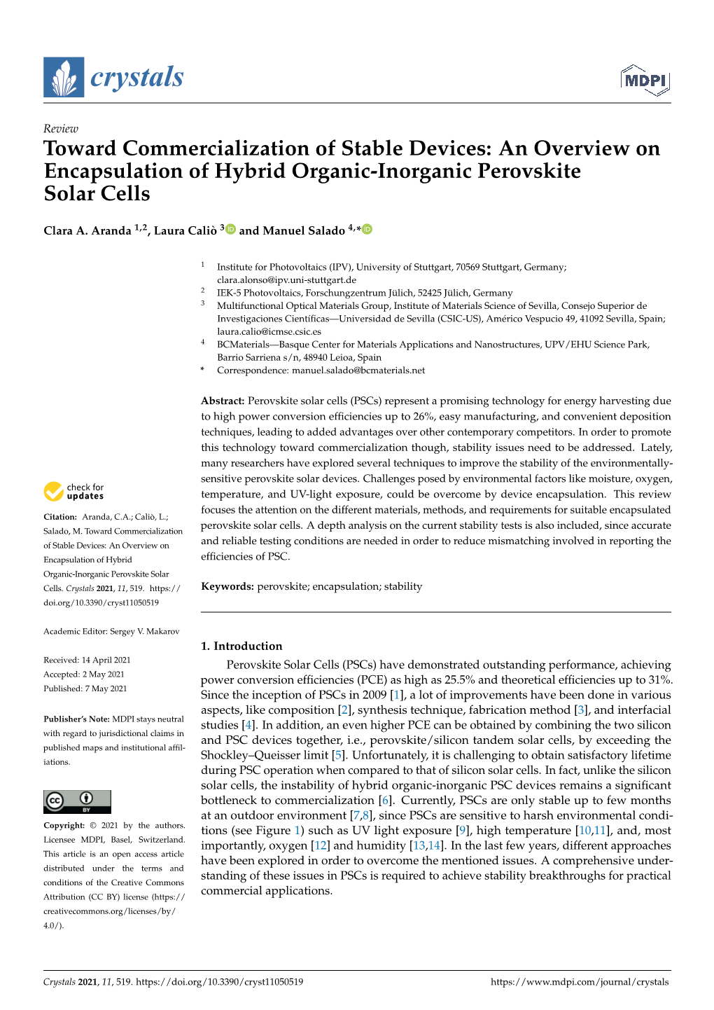 Toward Commercialization of Stable Devices: an Overview on Encapsulation of Hybrid Organic-Inorganic Perovskite Solar Cells