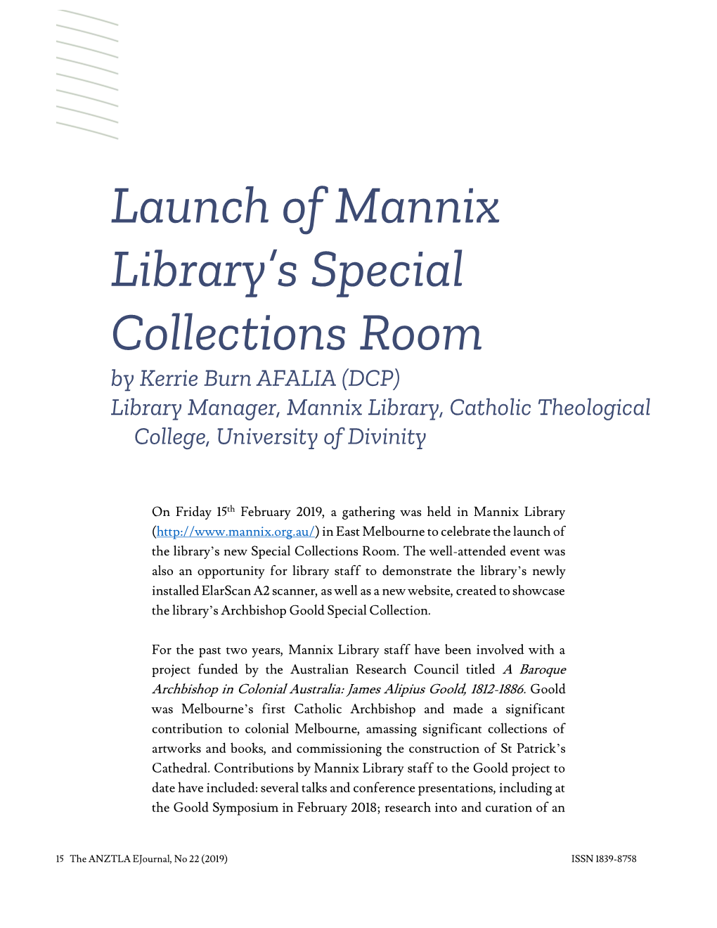 Launch of Mannix Library's Special Collections Room