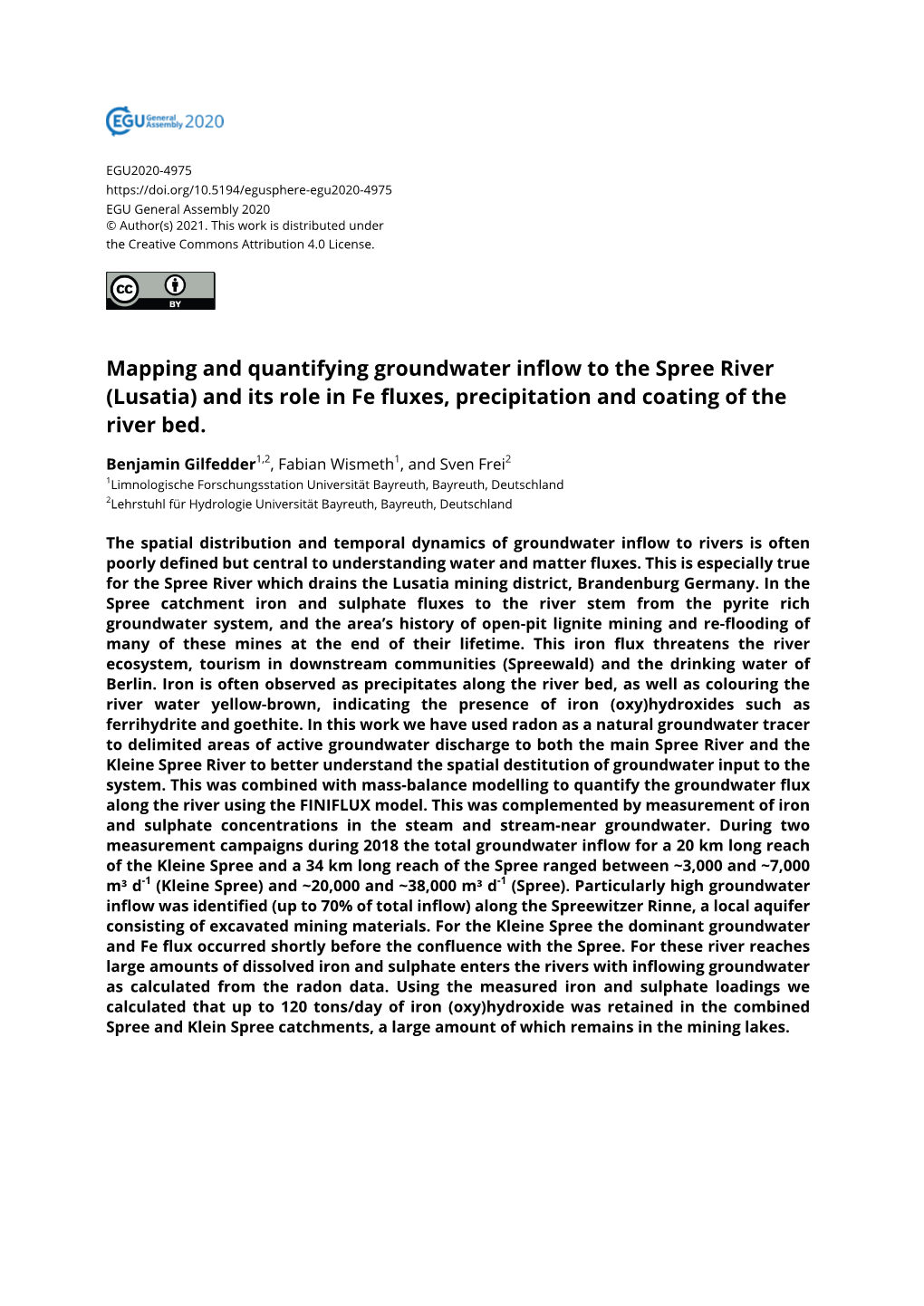 Lusatia) and Its Role in Fe Fluxes, Precipitation and Coating of the River Bed