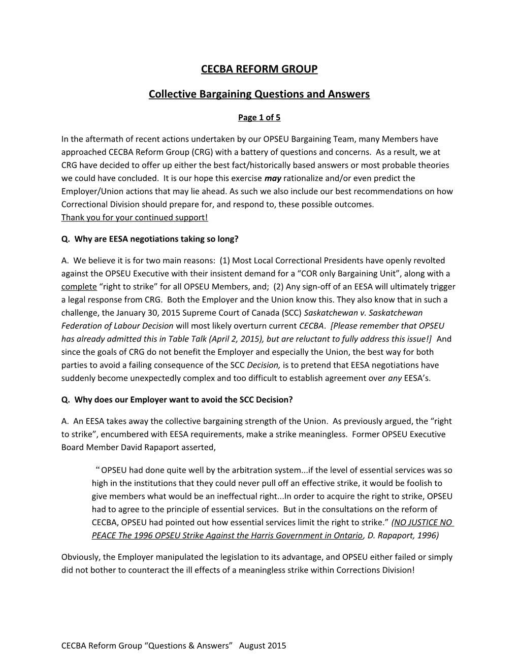 Collective Bargaining Questions and Answers