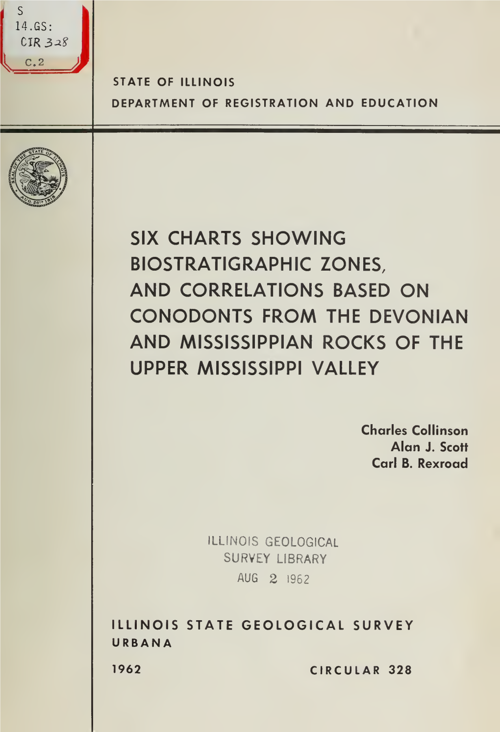 Six Charts Showing Biostratigraphic Zones, and Correlations Based on Conodonts from the Devonian and Mississippian Rocks of the Upper Mississippi Valley