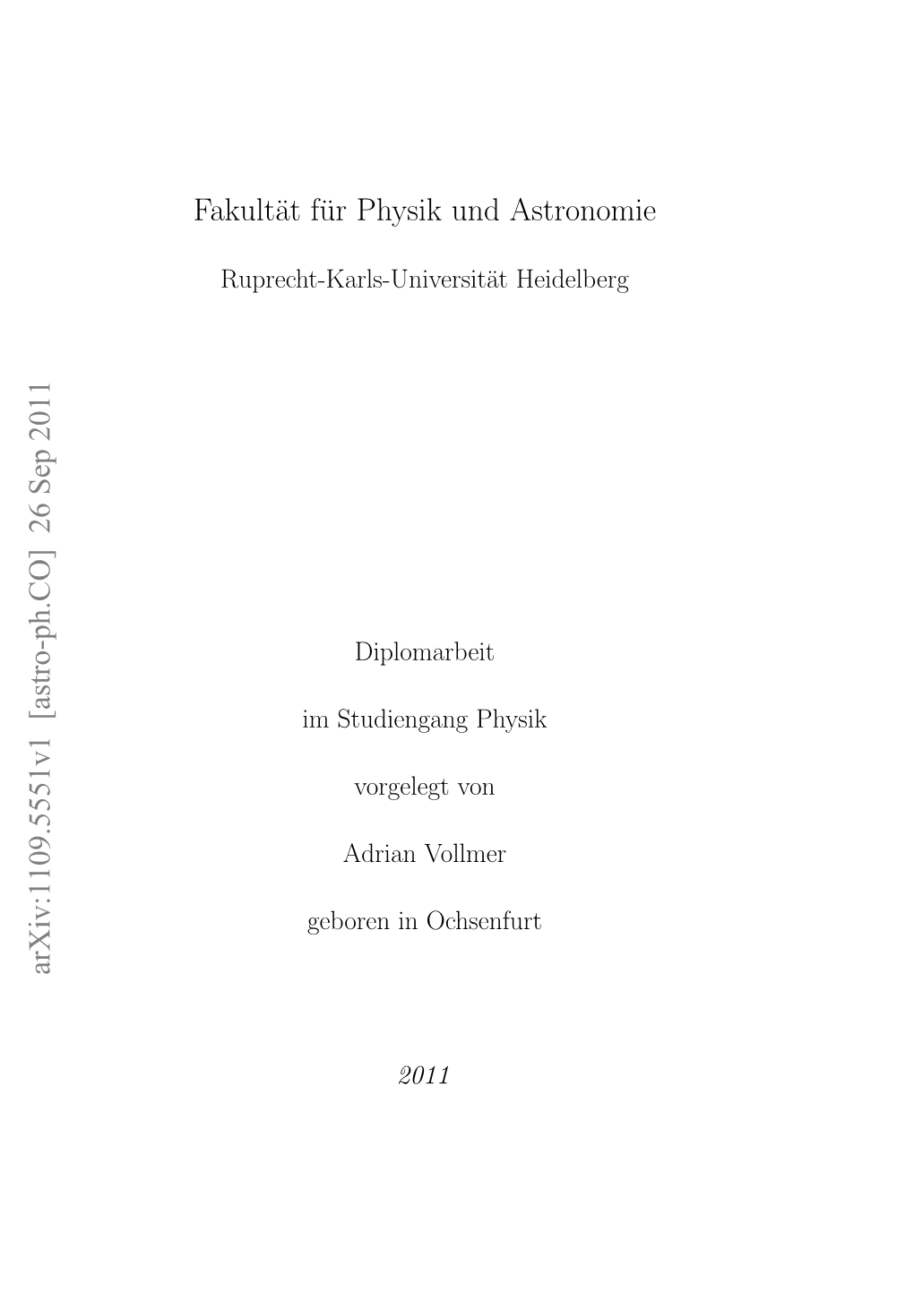 Fakultät Für Physik Und Astronomie Arxiv:1109.5551V1 [Astro-Ph.CO] 26