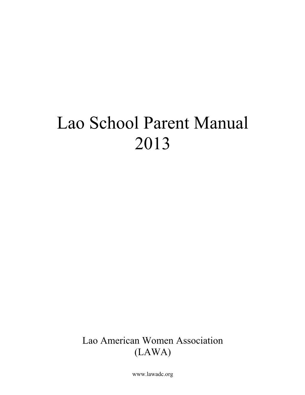 LAO School Parent Manual