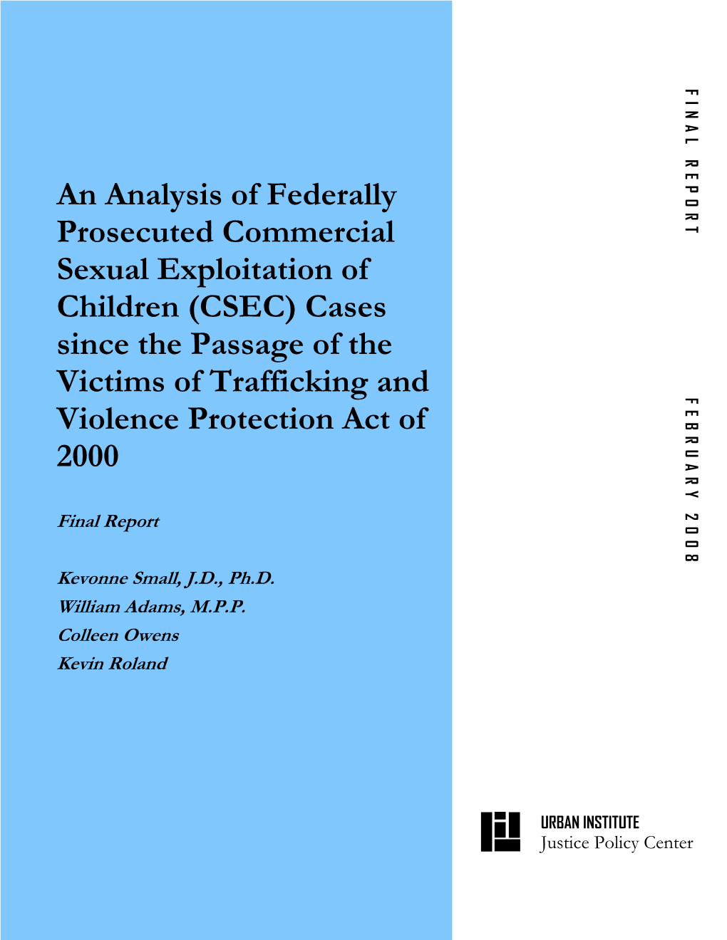 An Analysis of Federally Prosecuted Commercial Sexual Exploitation Of