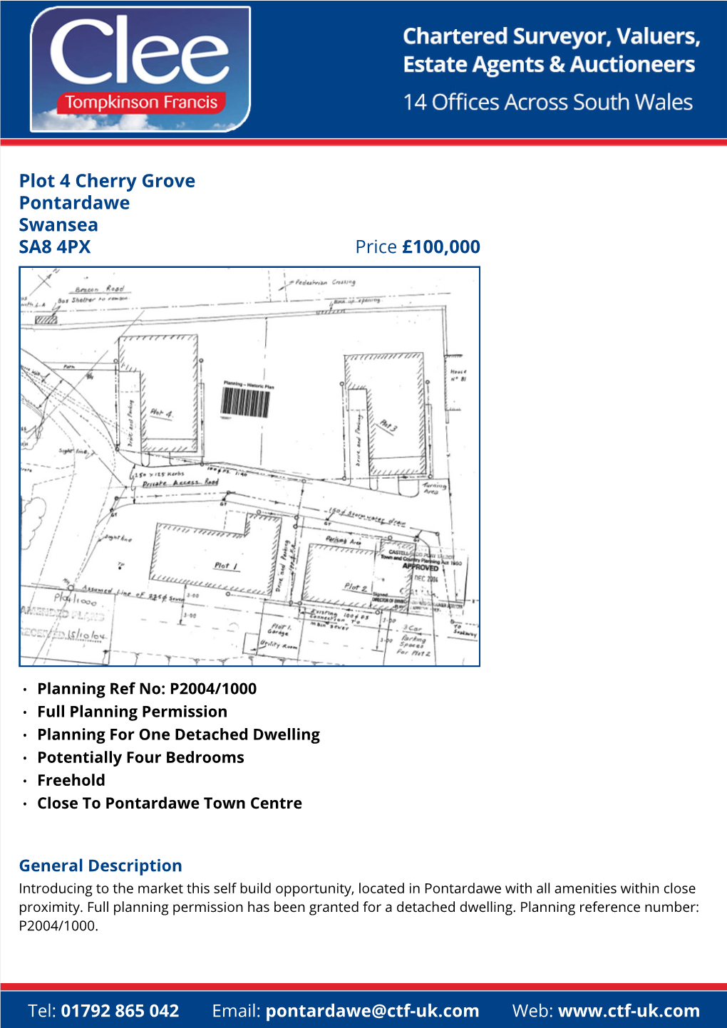Plot 4 Cherry Grove Pontardawe Swansea Price £100,000 SA8