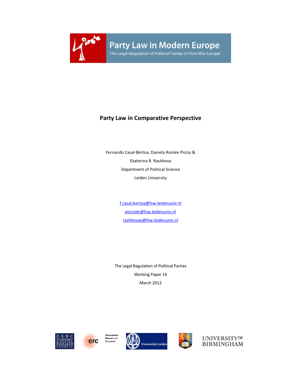Party Law in Comparative Perspective
