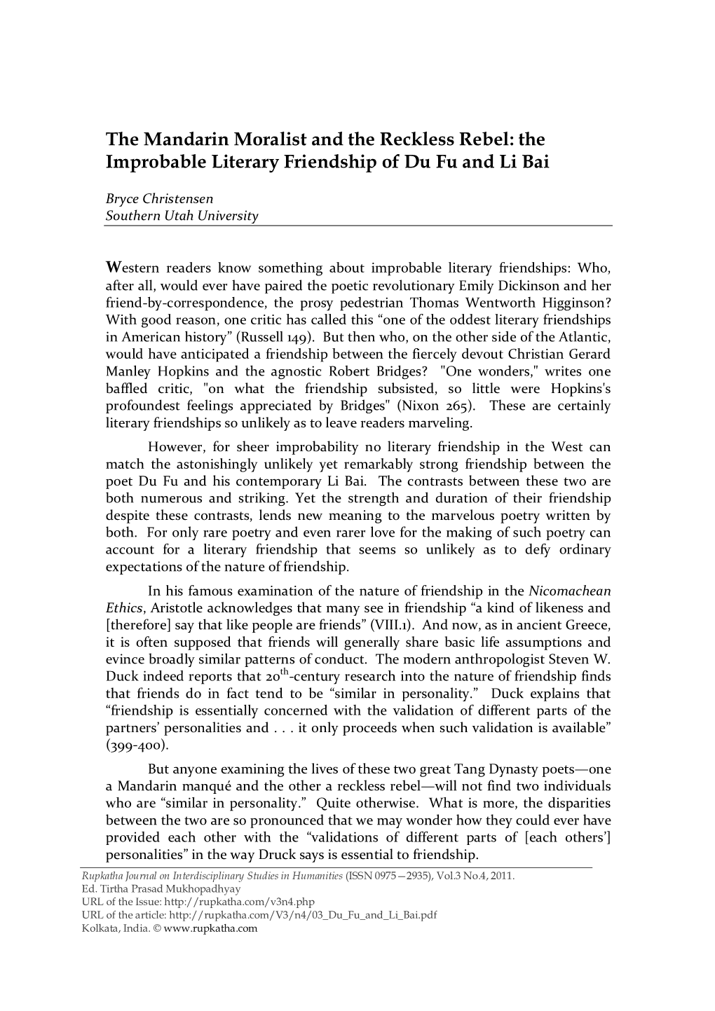 The Improbable Literary Friendship of Du Fu and Li Bai