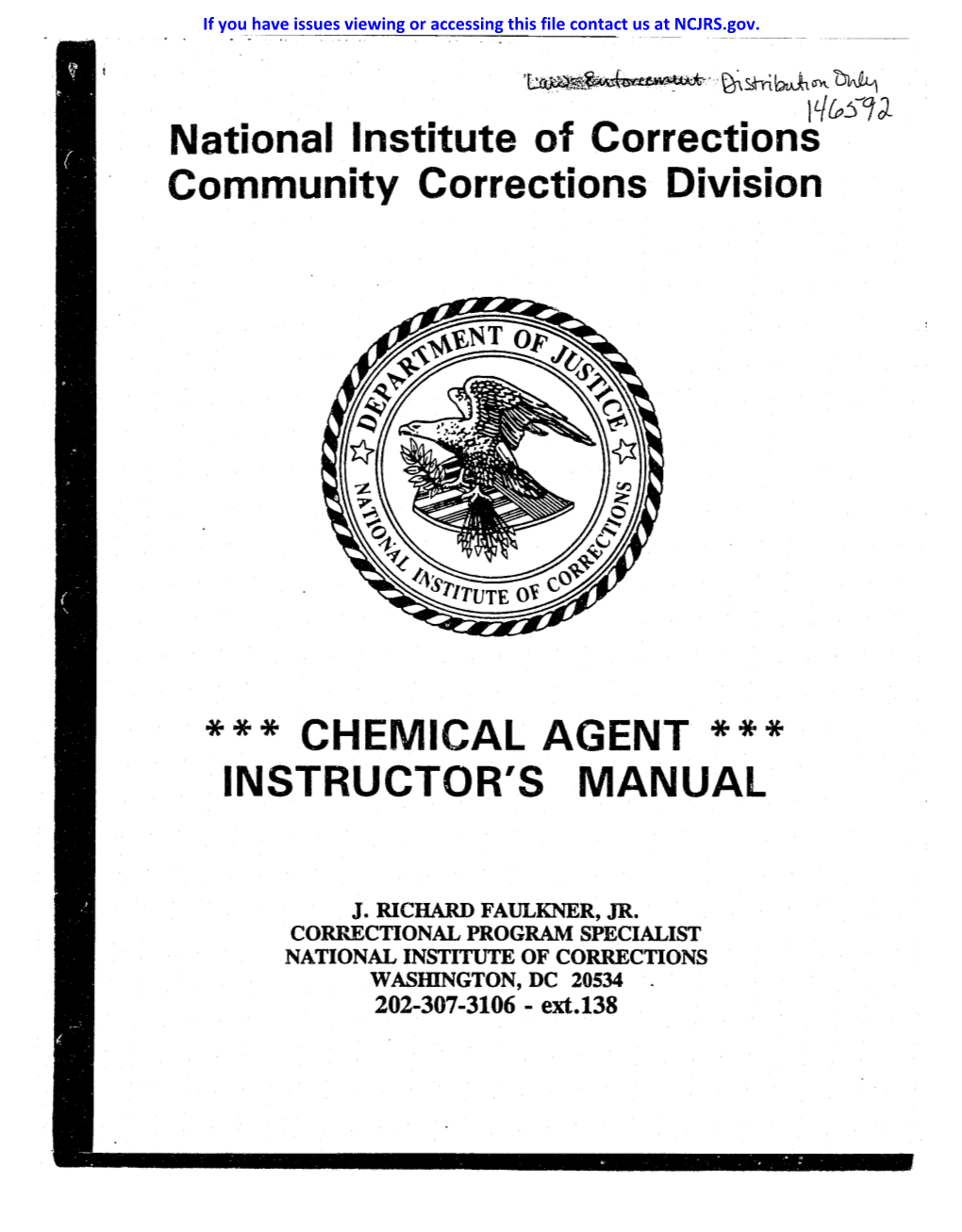 * * * Chemical Agent * * * Instructor's Manual